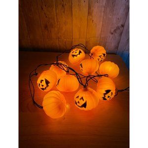 Vintage Halloween Jack O Lantern Blow Mold Pumpkin Head String Lights Works
